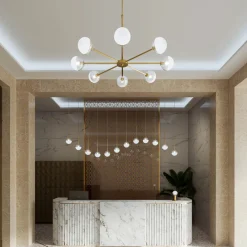 Il Fanale Designer Pendelleuchten-Pendelleuchte 8-flammig aus natürlichem Messing und Glas - Molecola von