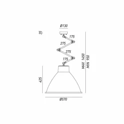 Il Fanale Pendelleuchten Vintage-Pendelleuchte gross mit Schwenkarm aus patinierten Eisen