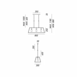 Il Fanale Pendelleuchten Vintage-Pendelleuchte im Industrie Stil aus Eisen 3 flammig London