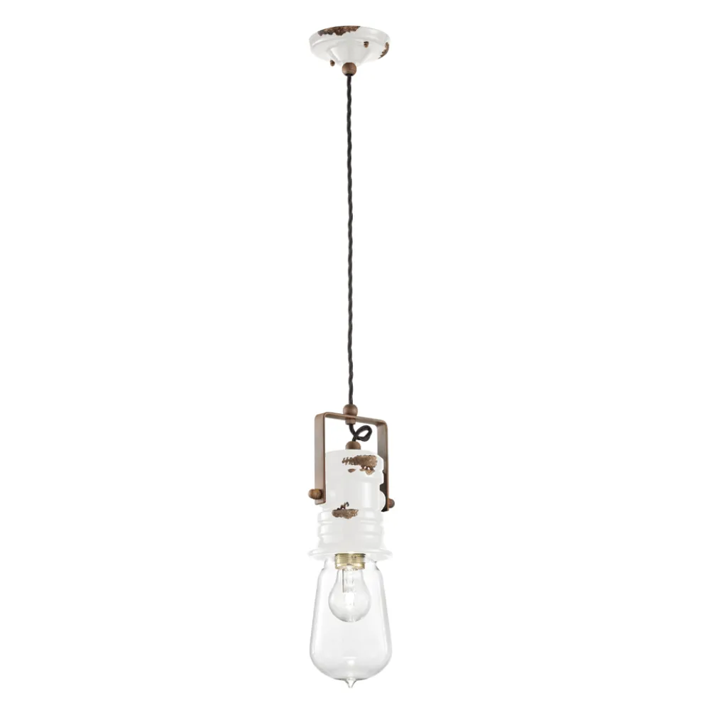 Ferroluce Pendelleuchte Industrial-Pendelleuchte im Industriedesign aus Eisen, Glas und Keramik - Urban