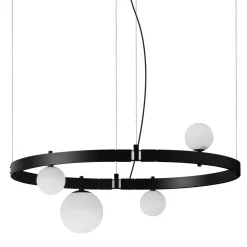 Viadurini Lighting Designer Pendelleuchten-Pendelleuchte im ovalen Design aus schwarzem Aluminium mit Kugeln und Strahlern - Exodus