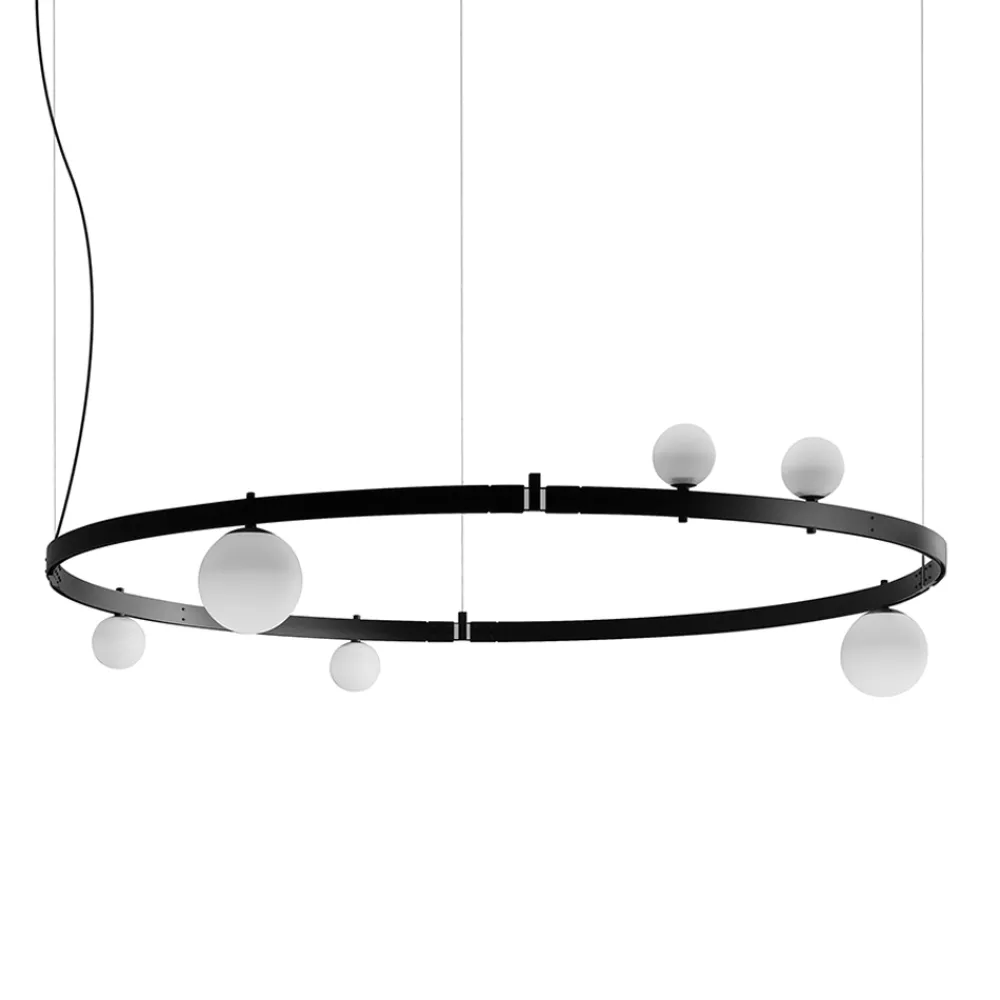 Viadurini Lighting Designer Pendelleuchten-Pendelleuchte im runden Design aus schwarzem Aluminium mit Kugeln und Strahlern - Exodus