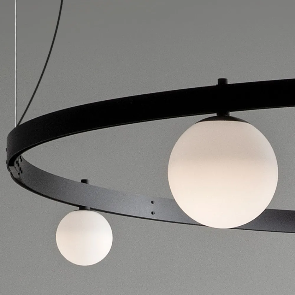 Viadurini Lighting Designer Pendelleuchten-Pendelleuchte im runden Design aus schwarzem Aluminium mit Kugeln und Strahlern - Exodus