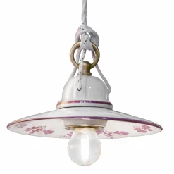 Ferroluce Pendelleuchten Vintage-Pendelleuchte in handbemalter Keramik und Eisendesign - Asti