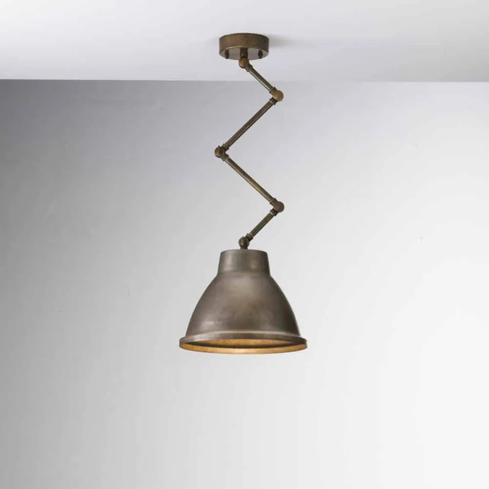 Il Fanale Pendelleuchten Vintage-Pendelleuchte klein mit Schwenkarm aus patinierten Eisen