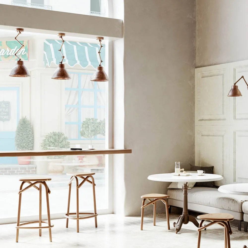 Il Fanale Pendelleuchten Vintage-Pendelleuchte klein mit Schwenkarm aus patinierten Eisen