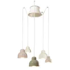 Ferroluce Moderne Pendelleuchten-Pendelleuchte mit 5 farbigen Elementen, hergestellt in Italien – Berimbau