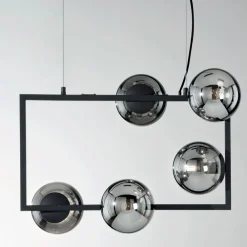 Viadurini Lighting Moderne Pendelleuchten-Pendelleuchte mit 5 Lichtern aus Metall und modernem mundgeblasenem Glas - Birga
