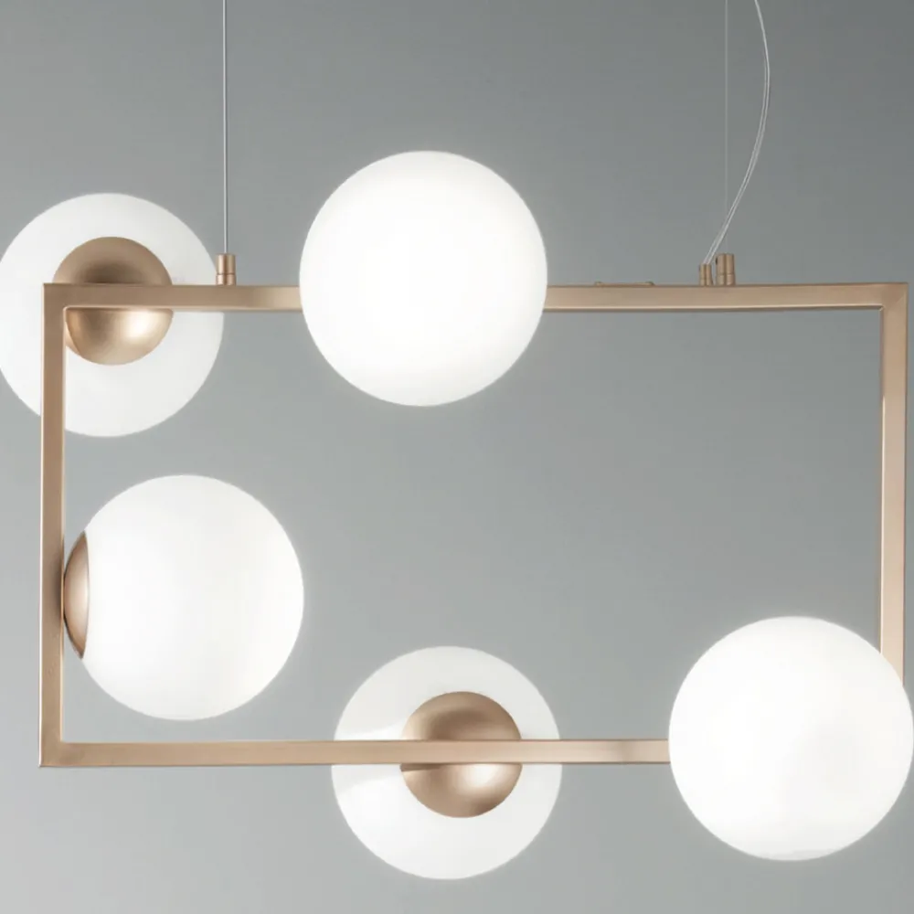 Viadurini Lighting Moderne Pendelleuchten-Pendelleuchte mit 5 Lichtern aus Metall und modernem mundgeblasenem Glas - Birga