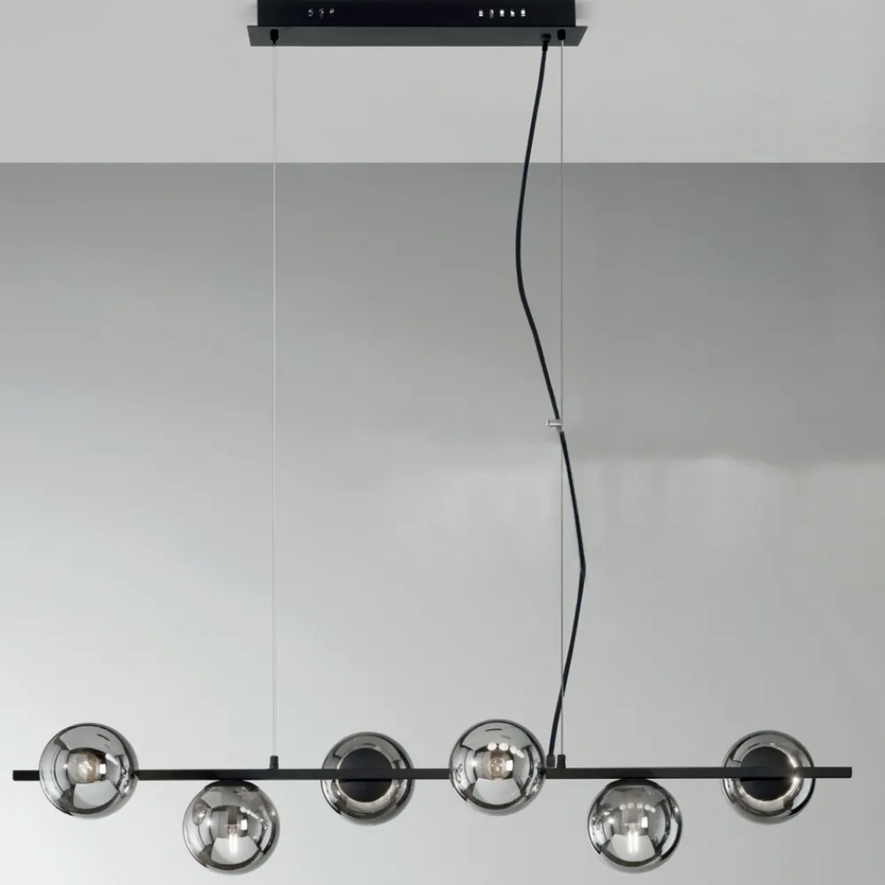 Viadurini Lighting Moderne Pendelleuchten-Pendelleuchte mit 6 Lichtern aus Metall und modernem mundgeblasenem Glas - Birga