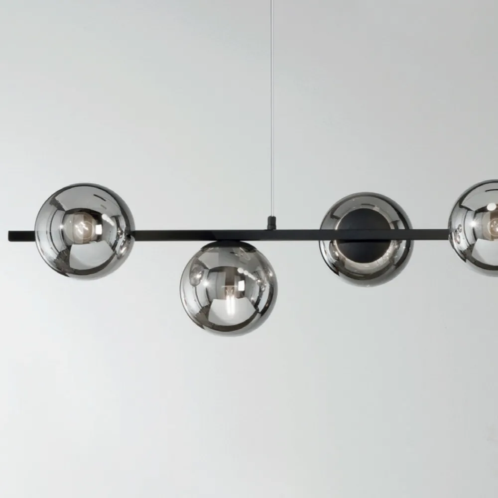 Viadurini Lighting Moderne Pendelleuchten-Pendelleuchte mit 6 Lichtern aus Metall und modernem mundgeblasenem Glas - Birga