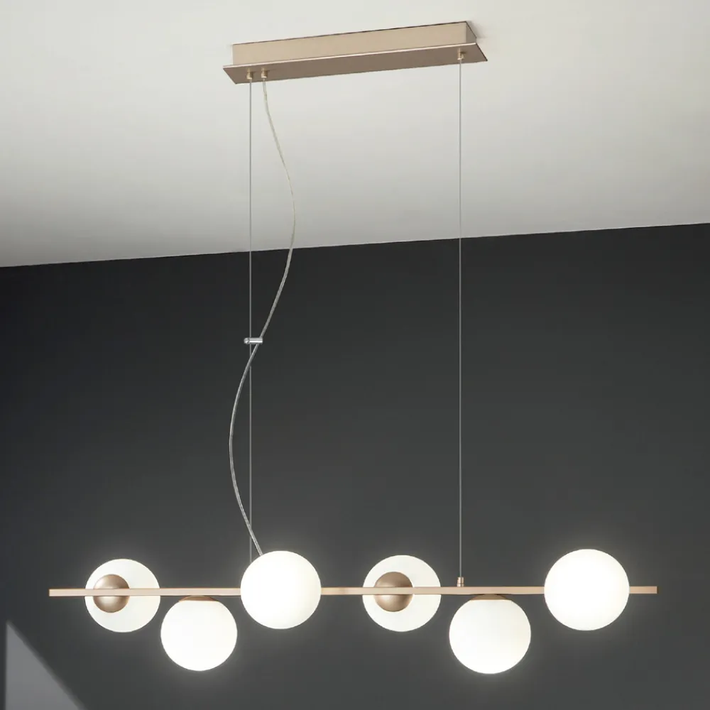 Viadurini Lighting Moderne Pendelleuchten-Pendelleuchte mit 6 Lichtern aus Metall und modernem mundgeblasenem Glas - Birga