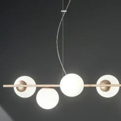 Viadurini Lighting Moderne Pendelleuchten-Pendelleuchte mit 6 Lichtern aus Metall und modernem mundgeblasenem Glas - Birga