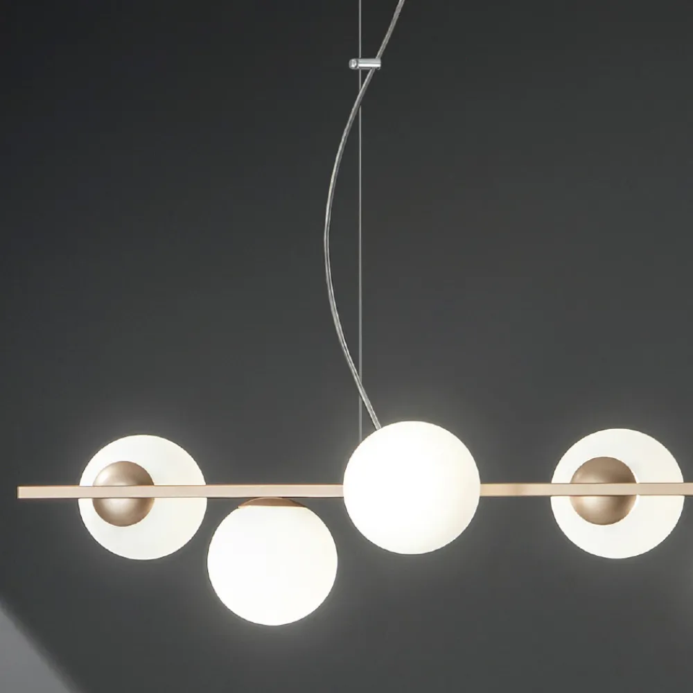 Viadurini Lighting Moderne Pendelleuchten-Pendelleuchte mit 6 Lichtern aus Metall und modernem mundgeblasenem Glas - Birga