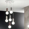 Viadurini Lighting Moderne Pendelleuchten-Pendelleuchte mit 6 oder 10 Lichtern aus Zement und mundgeblasenem Glas - Duster