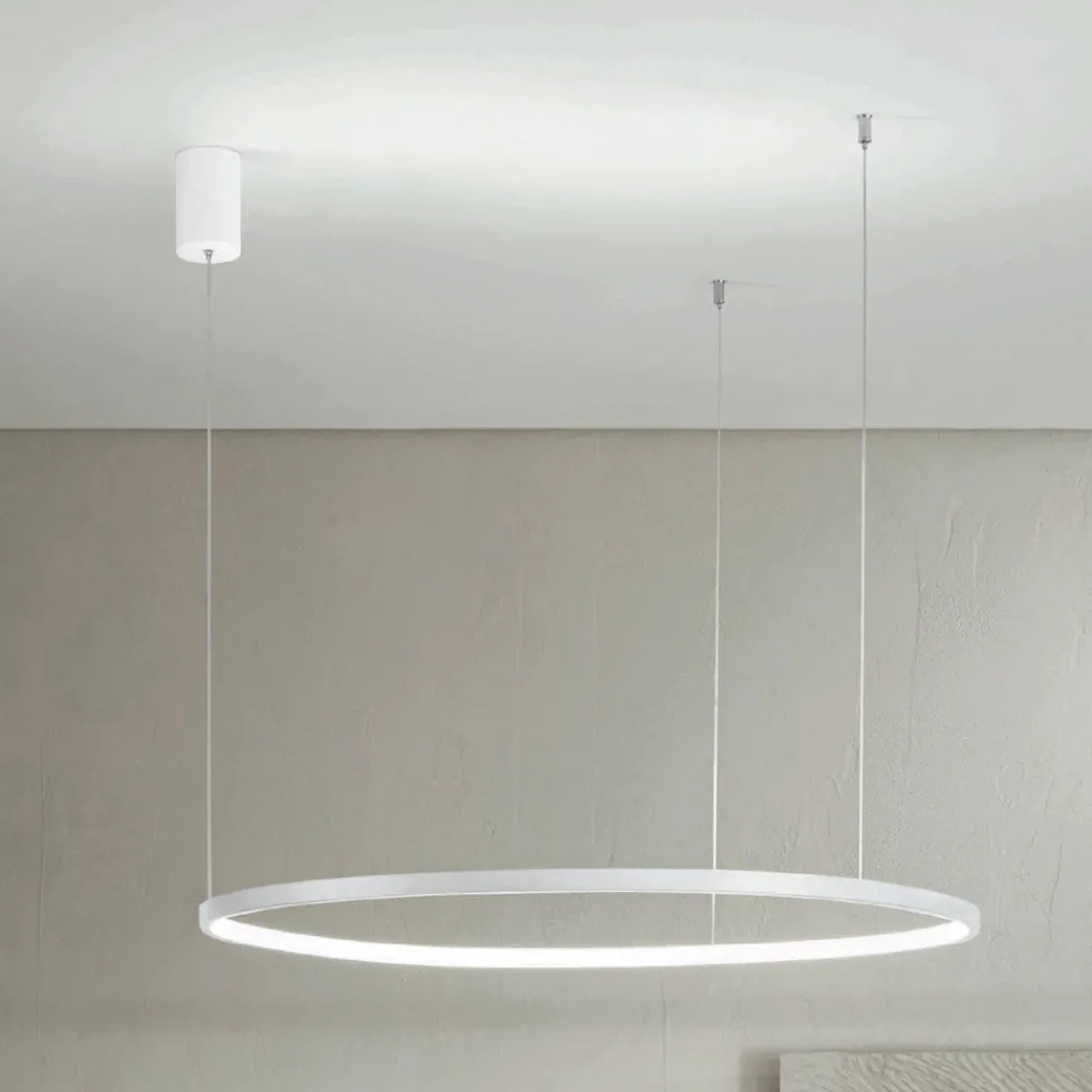 Viadurini Lighting Moderne Pendelleuchten-Pendelleuchte mit horizontaler runder LED-Leuchte aus Metall – Maulbeere