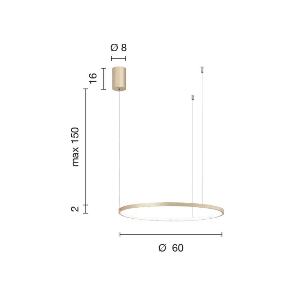 Viadurini Lighting Moderne Pendelleuchten-Pendelleuchte mit horizontaler runder LED-Leuchte aus Metall – Maulbeere