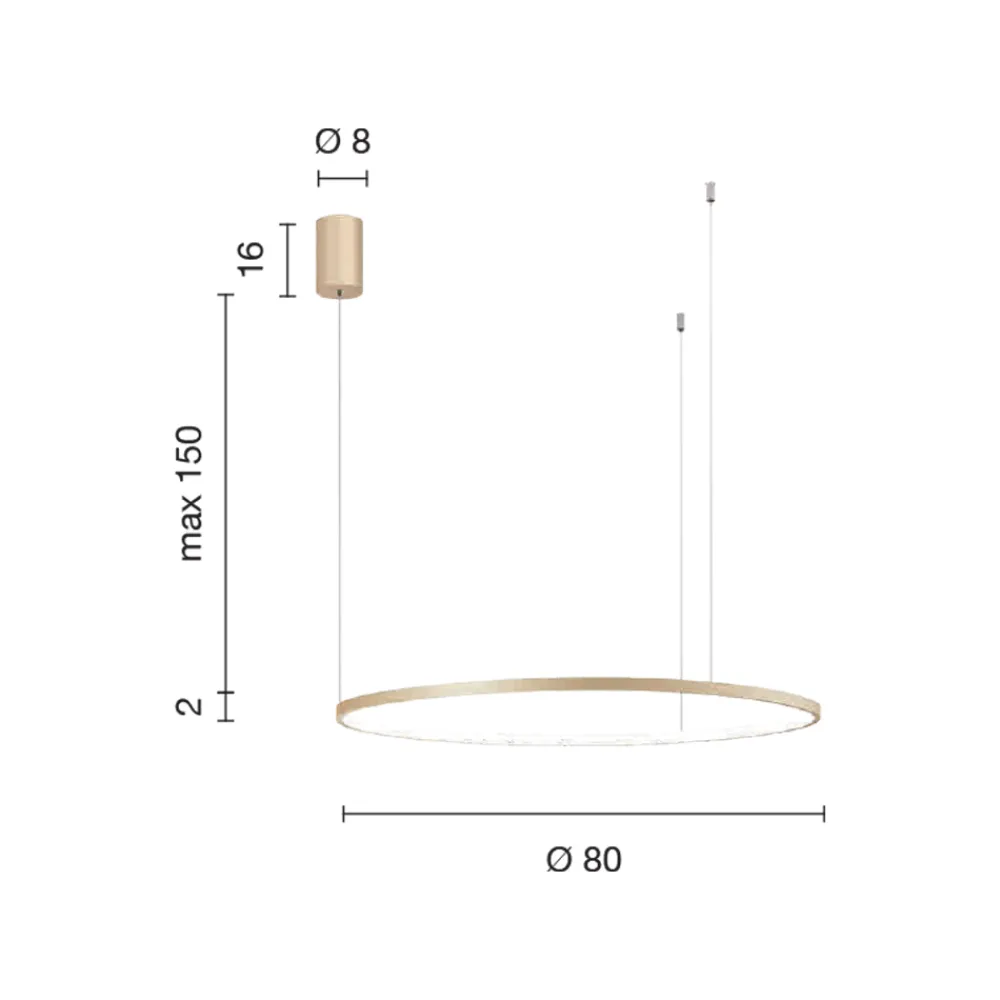Viadurini Lighting Moderne Pendelleuchten-Pendelleuchte mit horizontaler runder LED-Leuchte aus Metall – Maulbeere