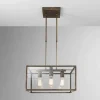 Il Fanale Pendelleuchten Vintage-Pendelleuchte quadratisch aus Eisen und Glas 4 flammig London