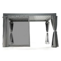 Viadurini in the Garden Gartenideen-Pergola 3x4 m aus anthrazit lackiertem Aluminium mit Kurbel - Levante