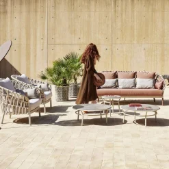 Varaschin Gartenideen-Pflanzgefäß mit Aluminiumstruktur und beigem Geflecht - Emma von