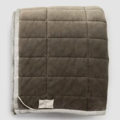 Viadurini Textile Plaid-Plaid aus Baumwollsatin und Chenille mit Lurex-, Kreide- oder Retro-Bordüre - Taupe