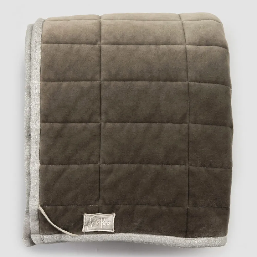 Viadurini Textile Plaid-Plaid aus Baumwollsatin und Chenille mit Lurex-, Kreide- oder Retro-Bordüre - Taupe