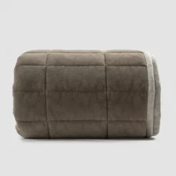 Viadurini Textile Plaid-Plaid aus Baumwollsatin und Chenille mit Lurex-, Kreide- oder Retro-Bordüre - Taupe