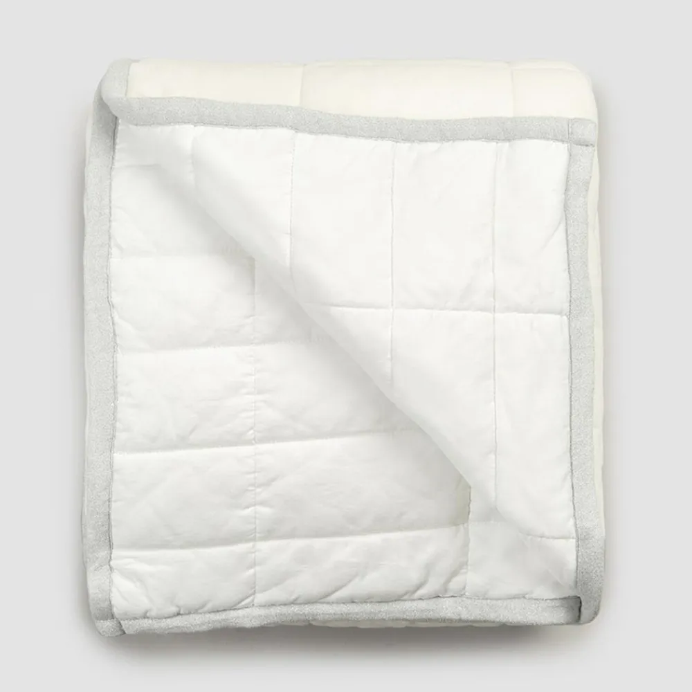 Viadurini Textile Plaid-Plaid aus Baumwollsatin und Chenille mit Lurex-, Kreide- oder Retro-Bordüre - Taupe