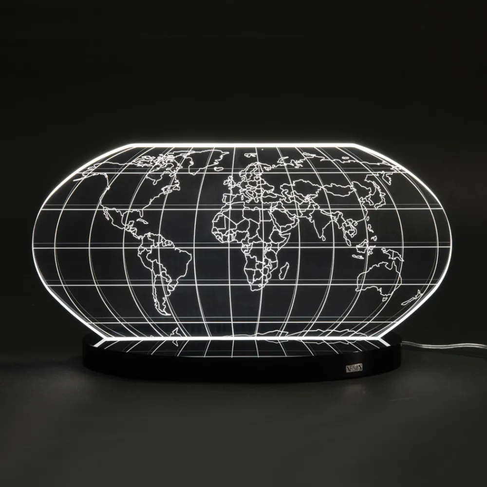 Viadurini Lighting Moderne Tischlampen-Planisphere Led Tischlampe aus lasergraviertem Acrylglas - Rihanna