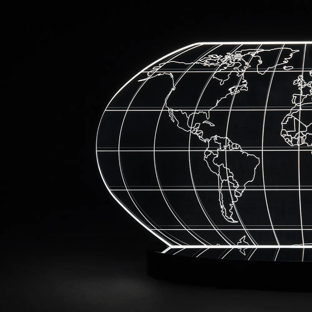 Viadurini Lighting Moderne Tischlampen-Planisphere Led Tischlampe aus lasergraviertem Acrylglas - Rihanna