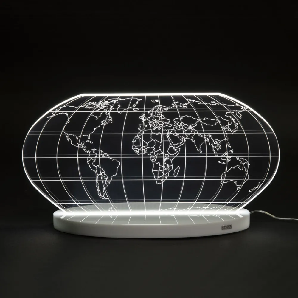 Viadurini Lighting Moderne Tischlampen-Planisphere Led Tischlampe aus lasergraviertem Acrylglas - Rihanna