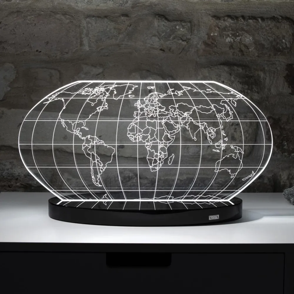 Viadurini Lighting Moderne Tischlampen-Planisphere Led Tischlampe aus lasergraviertem Acrylglas - Rihanna