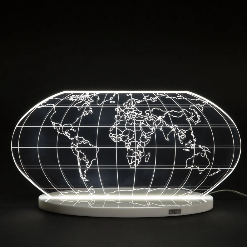 Viadurini Lighting Moderne Tischlampen-Planisphere Led Tischlampe aus lasergraviertem Acrylglas - Rihanna