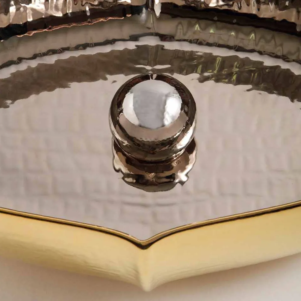 Viadurini Bathroom Farbige Waschbecken-Platin-/goldfarbenes Aufsatzwaschbecken aus Keramik Design Oscar Italy