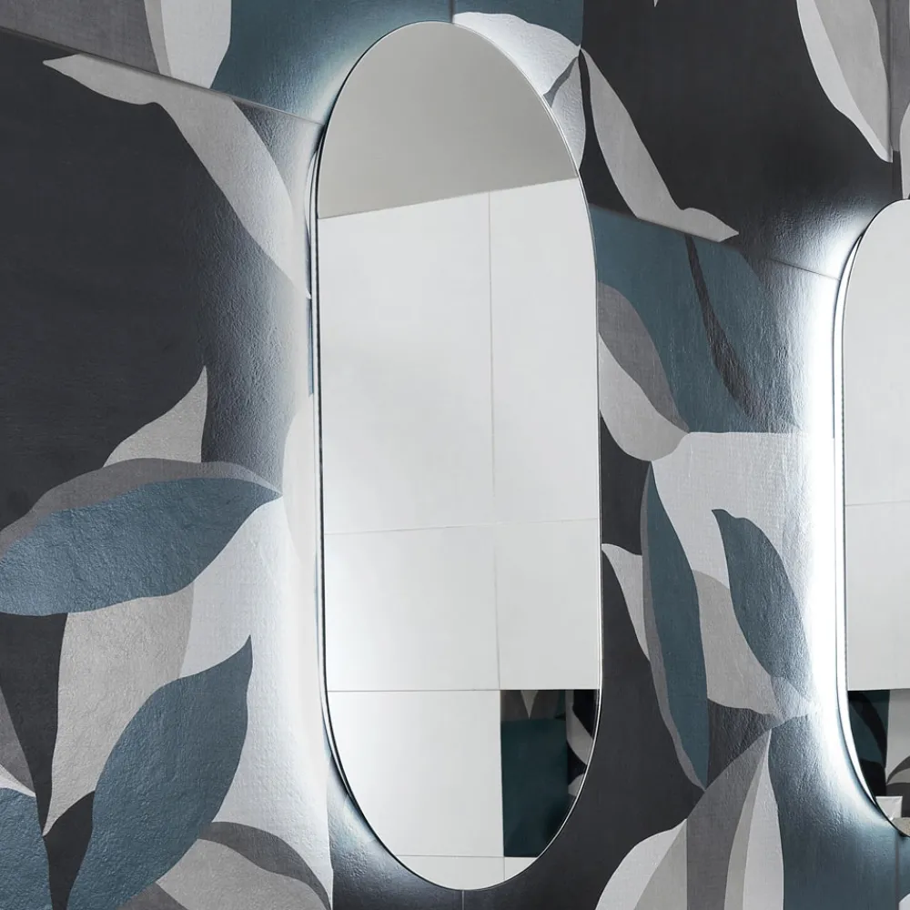 Viadurini Bathroom Badspiegel-Polierter Drahtspiegel mit unregelmäßiger Form und Hintergrundbeleuchtung, hergestellt in Italien - Study