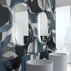 Viadurini Bathroom Badspiegel-Polierter Drahtspiegel mit unregelmäßiger Form und Hintergrundbeleuchtung, hergestellt in Italien - Study