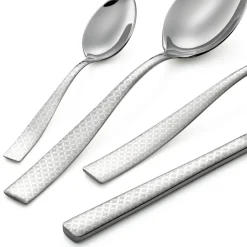 Viadurini Kitchen Besteck Set-Poliertes Edelstahlbesteck mit geometrischer Laserdekoration 24 Stück - Rupeo