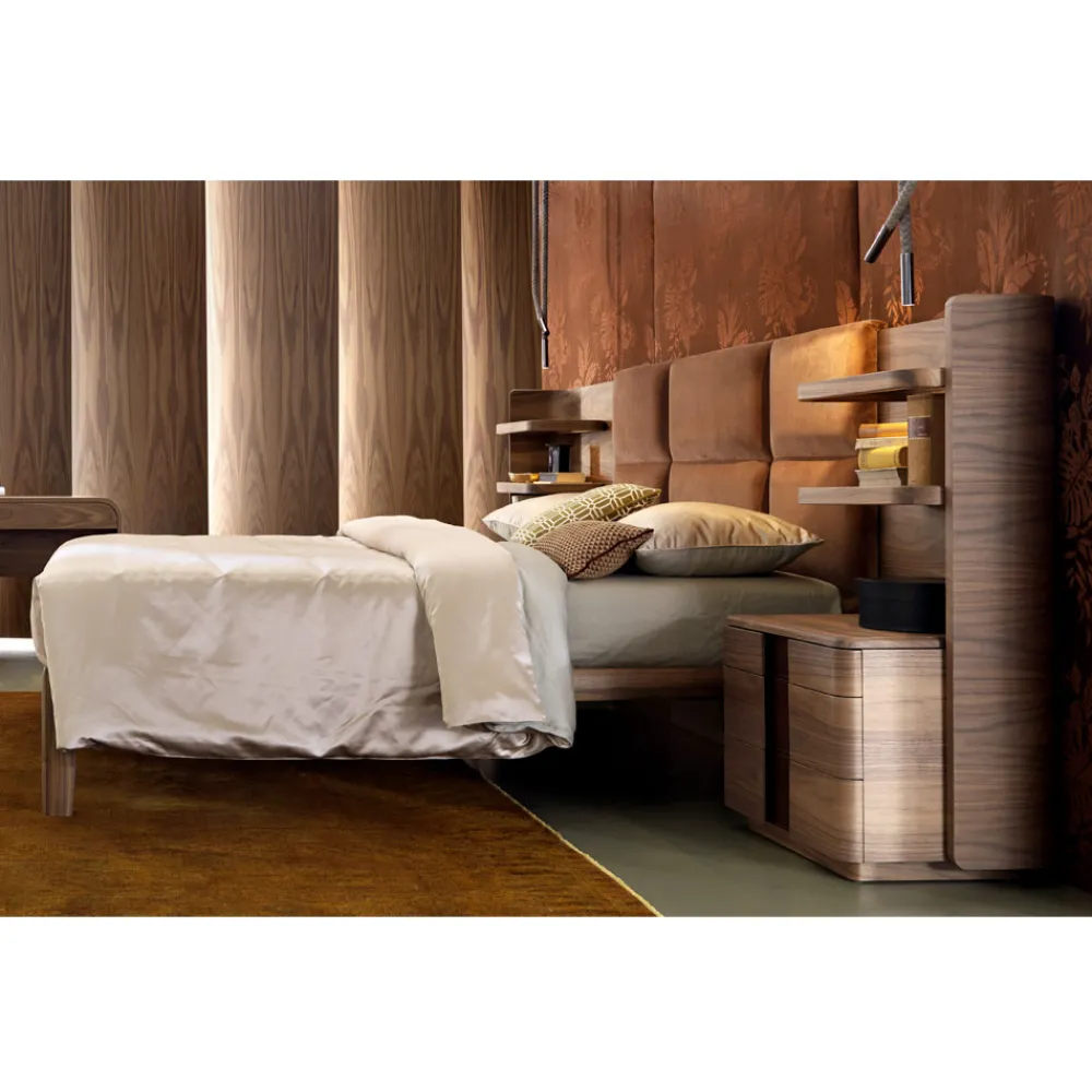 Viadurini Night Design Polsterbetten-Polster Ehebett aus Massivholz Grilli York made Italy