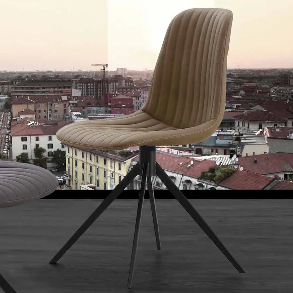Viadurini Design Stühle-Polsterstuhl aus Nabukleder und Metall, in modernem Design, Taranto