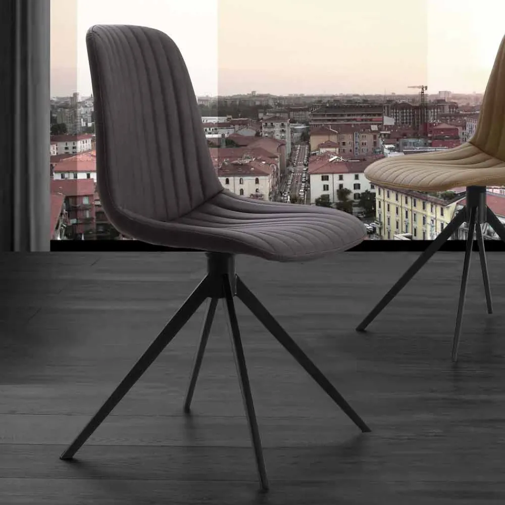 Viadurini Design Stühle-Polsterstuhl aus Nabukleder und Metall, in modernem Design, Taranto