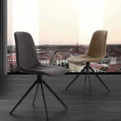 Viadurini Design Stühle-Polsterstuhl aus Nabukleder und Metall, in modernem Design, Taranto