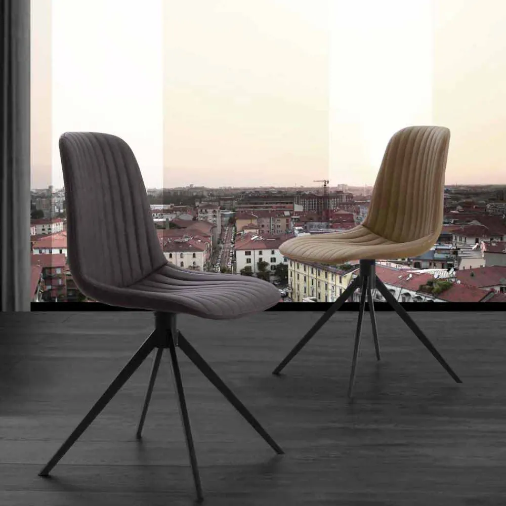 Viadurini Design Stühle-Polsterstuhl aus Nabukleder und Metall, in modernem Design, Taranto