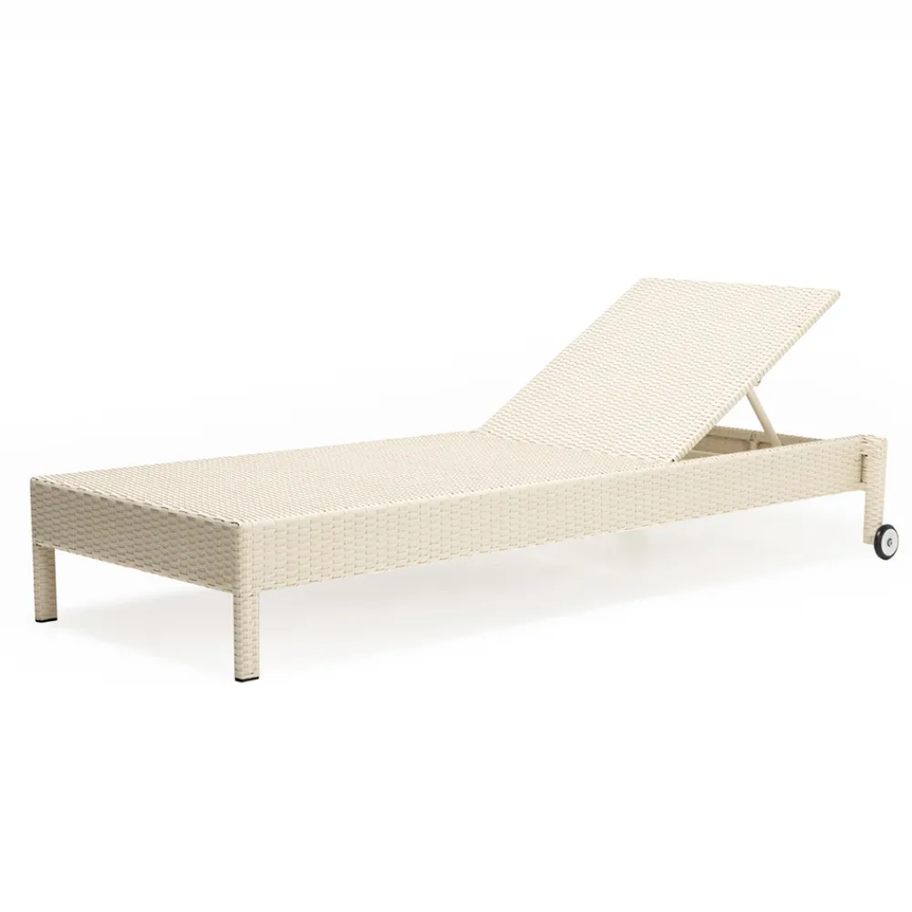 Viadurini in the Garden Sonnenliegen-Poly Rattan Gartenliege mit Rädern – Sonnenbaden