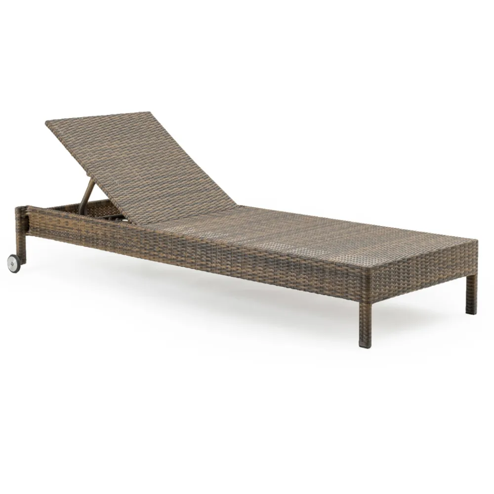 Viadurini in the Garden Sonnenliegen-Poly Rattan Gartenliege mit Rädern – Sonnenbaden