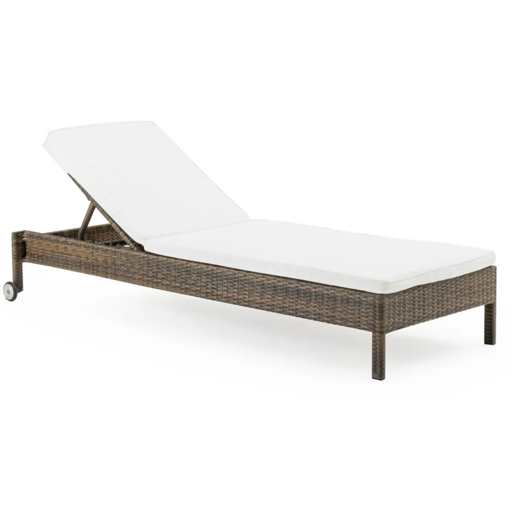 Viadurini in the Garden Sonnenliegen-Poly Rattan Gartenliege mit Rädern – Sonnenbaden