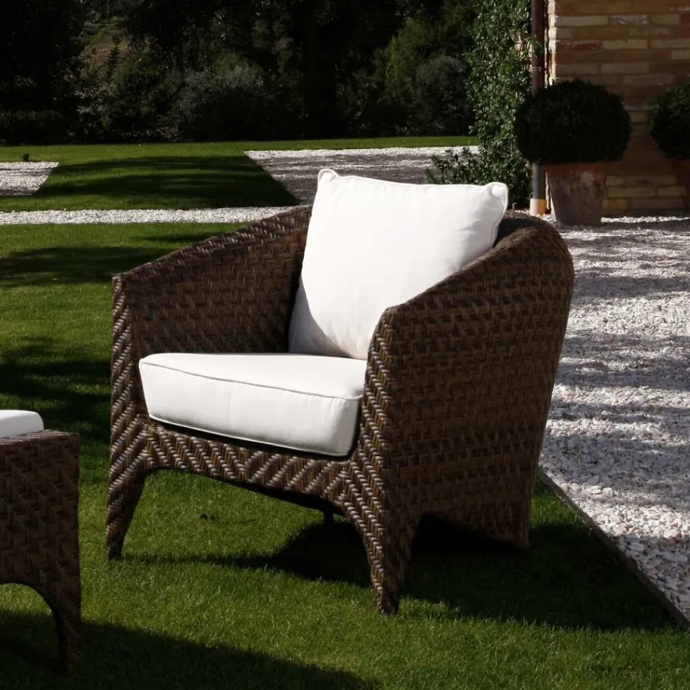 Viadurini in the Garden Garten Lounge Set-Polyrattan Wohnzimmer Marke REHAU in verschiedenen Ausführungen und weißen Kissen - Madness