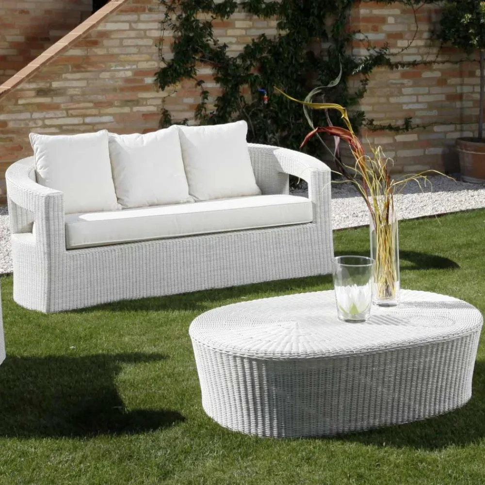 Viadurini in the Garden Garten Lounge Set-Polyrattan-Loungeset für den Außenbereich der Marke REHAU mit weißen Kissen – Charmix