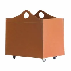 Firestyle Kaminholzständer Aus Leder Und Kunstleder-Portalegna Bonded Leder mit WoodBag Räder made in Italy