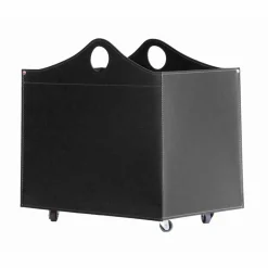 Firestyle Kaminholzständer Aus Leder Und Kunstleder-Portalegna Bonded Leder mit WoodBag Räder made in Italy